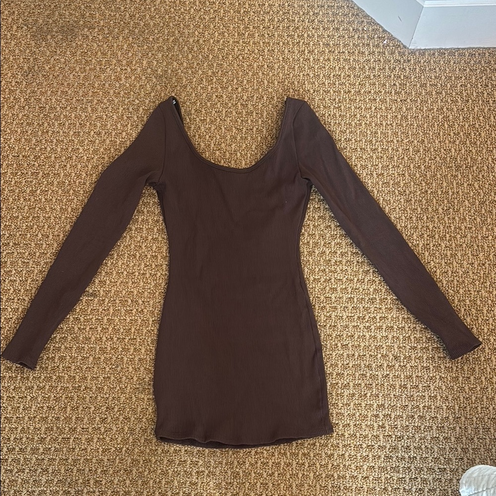 Brown Long Sleeve Dress
